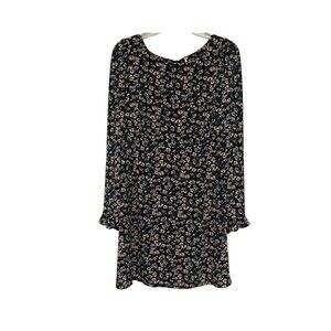 Free People‎ Mini Dress Womens Large Black Floral Long Sleeve Stretch Ladies